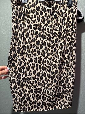 Vince Camuto Leopard Print Pencil Skirt - Black & Cream
